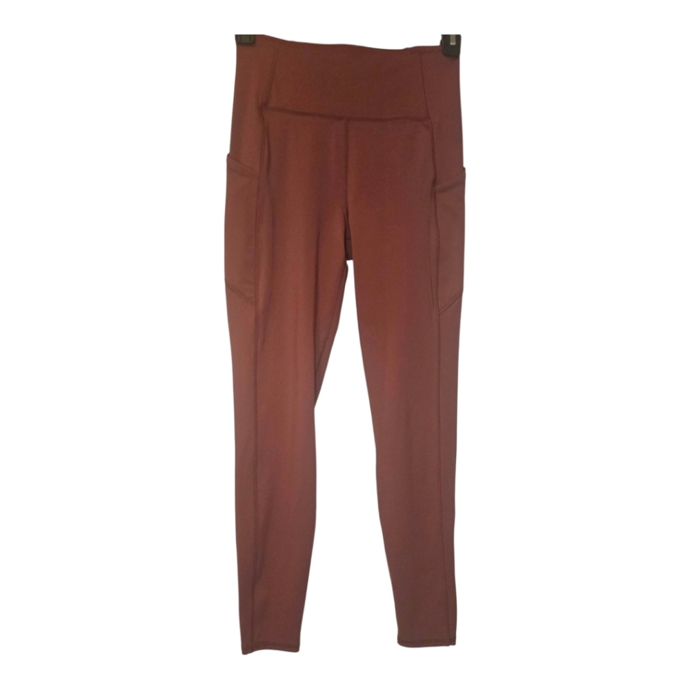 Hylete Tempo Tight Leggings  Burnt Orange Size Large Side Pockets
